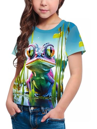 Image of Frogwill Boys Girls Shirts 3D Graphic T-Shirt Neon Clothes Short Sleeve Animal Print Tee 5-13 Years