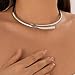 KummerSaprk Chunky Gold Necklace Statement Choker Necklace for Women Silver Open Cuff Collar Necklaces Thick Wrap Jewelry Fashion Dresses Accessories Gifts