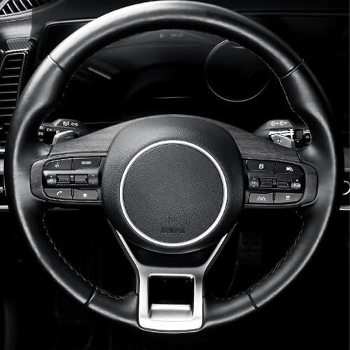 Steering Wheel Button Frame Cover Compatible with Kia Sportage 2023-2026 K5 Accessories (Wood Grain)