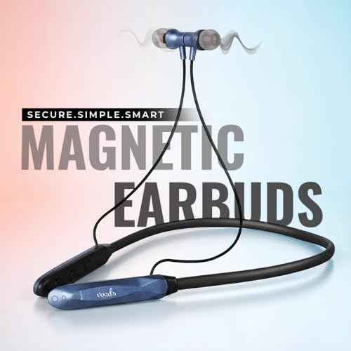 Image of Voods Nova Plus Wireless Neckband Bluetooth Earphones, 30H Playtime, Bluetooth 5.4, 10mm Deep Bass Drivers, Magnetic Earbuds, Dual Device Pairing, Type-C Fast Charging, IPX5 Water Resistant (Blue)