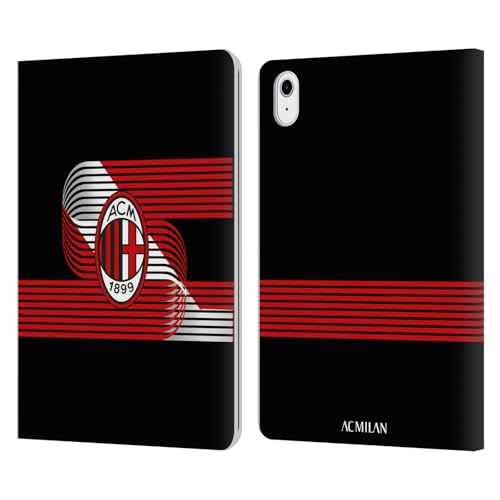Coque iPad Air 11 AC Milan anti-rayure avec rabat portefeuille et fentes cartes
