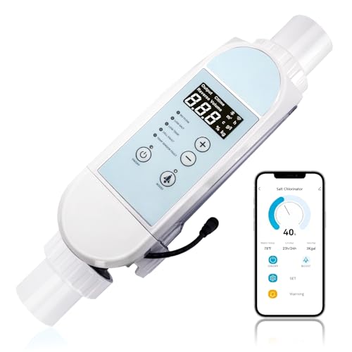 Salt Pool Generator System up to 40000 Gallons(3-Year Warranty), Saltwater Pool System with APP Control, Pool Salt Generator with Digital Display for Inground Pools, Salt Cell for Pools