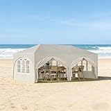 Pavillon 3x6 m wasserdicht stabil Winterfest – Faltpavillon & Gartenpavillon mit Stahlrahmen & Seitenwänden, Pop-up-Pavillon mit UV-Schutz 50+ – Partyzelt & Terrassenüberdachung freistehend