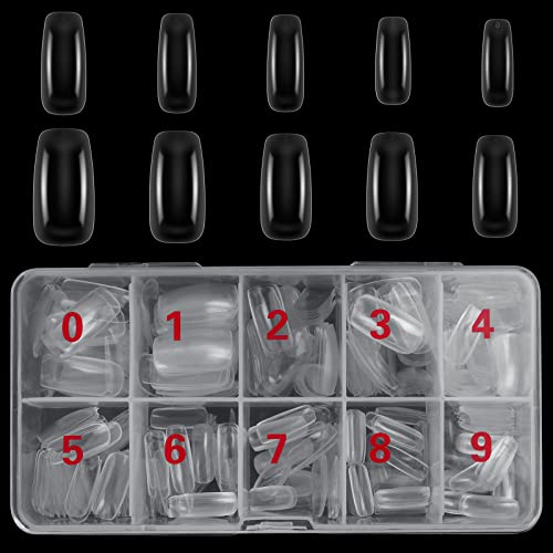 500 puntas falsas de uñas acrílicas, 10 tamaños, uñas postizas fáciles de usar, uñas postizas para salón de belleza o bricolaje en casa Cover