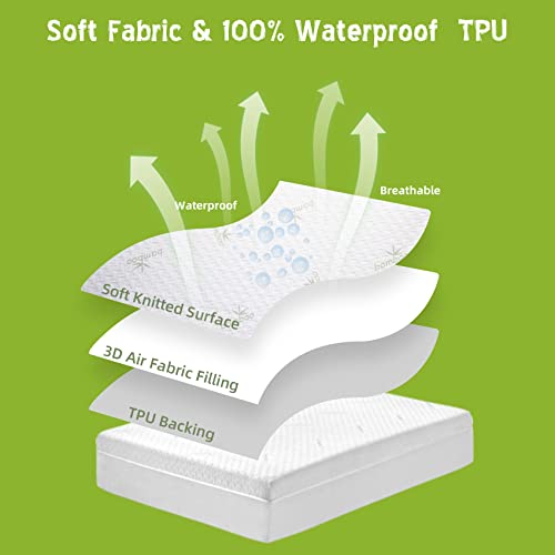 Finehom Queen Size Mattress Protector 100% Waterproof (Top And Sides) Bamboo Mattress Cover 3D Air Fabric Cooling Mattress Pad Cover Ultra Soft Breathable Noiseless 8"-21" Deep Pocket #TOP6