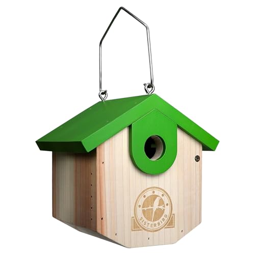 SISTERBIRD Wren Bird Houses for Outside Cedar Hanging Birdhouses for