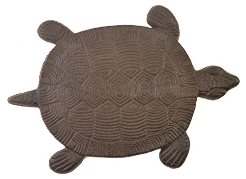 FLAG EMOTES 13' Cast Iron Turtle Stepping Stone – Heavy-Duty Rustic Brown Garden Paver, Decorative Outdoor Pathway Stone, Textured Design for Yard, Lawn, and Landscaping