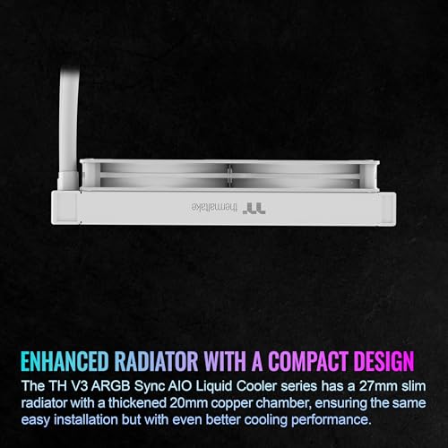 Image of Thermaltake TH240 V3 ARGB CPU Liquid Cooler; Intel /AMD; 1x240mm 500~2500rpm Single Frame ARGB Fan; 240mm Radiator; ARGB Infinity Mirror; Rotatable Pump Head; Snow; CL-W467-PL12SW-A