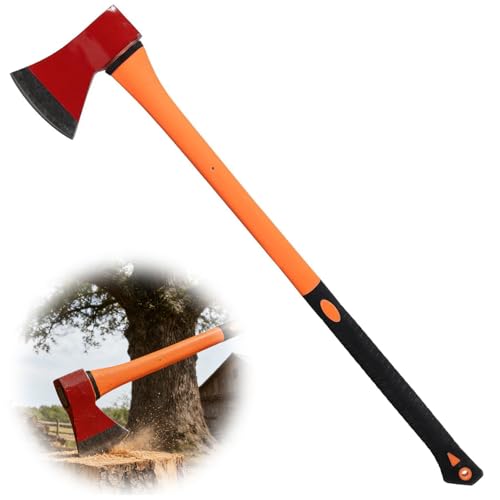 Hache fendue universelle de 85 cm avec manche en fibre de verre pour fendre et hacher 990 g avec lame en acier au carbone pour jardin et forêt