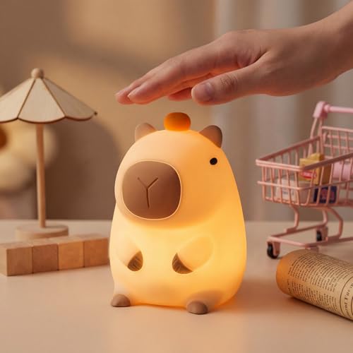 MERTTURM Capybara Night Light for Kids Rechargeable Touch Lamp Safe BPA-free Squishy Silicone Nursery Light with 20Min Timer Cute Capybara Gift for Boys Girls Baby Room Decor