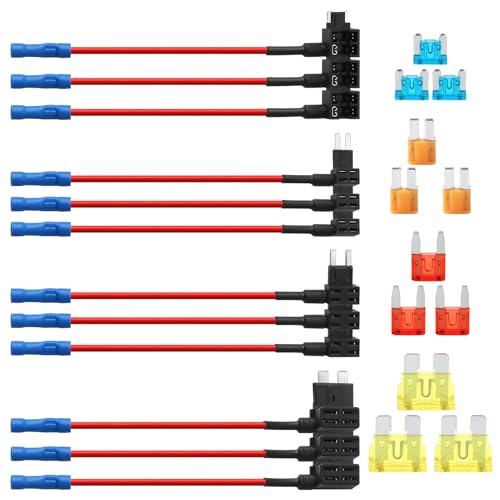 12 Piezas Robacorrientes Fusible para Coche ATO ATC ATM APM 12V Portafusibles Incluye 4 Tipos Mini Micro Micro2 Standard con 12 Fusibles Cuchilla Ladrón de Electricidad para Coche Camión Moto Barco