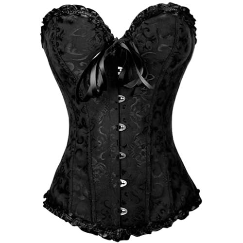 Aragallant Corset Mujer Sexy, Bustier Medieval Negro Elegante, Gótico para Vestir, Halloween (FR/ES, Letras, S, Regular, Negro)