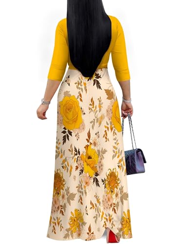 Image of PinkPatty Plus Size Maxi Dress for Women 3 /4 Sleeve Casual Long Dress