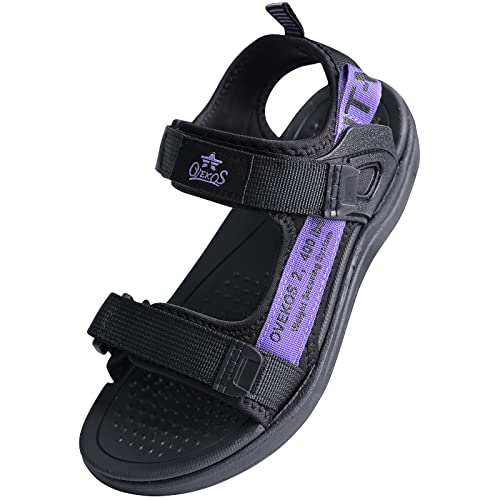 QZBAOSHU Sandalia Niña Sandalias Deportivas para Nina Zapatos Verano Niña por Playa Piscina 32 EU,Negro Morado