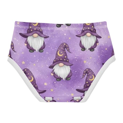 Toddler Girl Panties, Gnomes Purple Hats Stars Moons Girls Cotton Underwear, 2–8 Years2