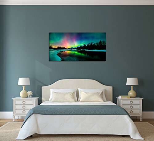 S01950 Wall Art Aurora Scenery Painting On Canvas Stretched And Framed Canvas Paintings Ready To Hang For Home Decorations Wall Decor #TOP3