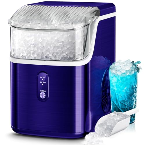 Kismile Nugget Ice Maker for Countertop, Portable, Self-Cleaning, One-Touch Operation, Makes Soft...