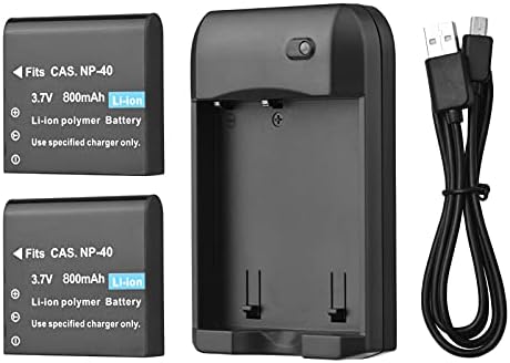 Funien NP-40 Battery r with LED Indicator Light + 2pcs NP-40 Batteries 3.7V 800mAh with USB Charging Cable