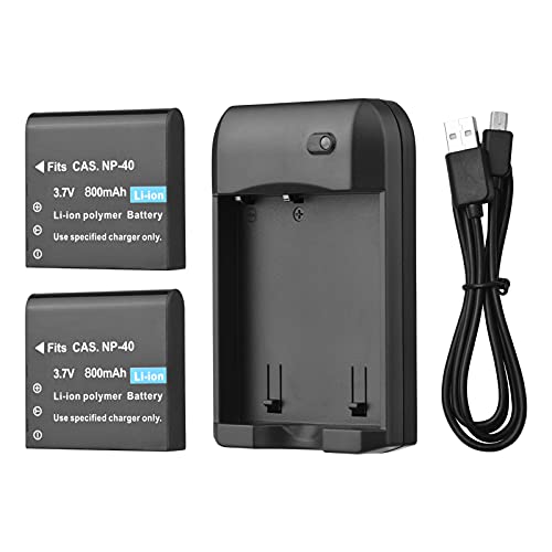 Evita quedarte sin batería NP-40 con este kit de cargador LED y dos unidades 800mAh