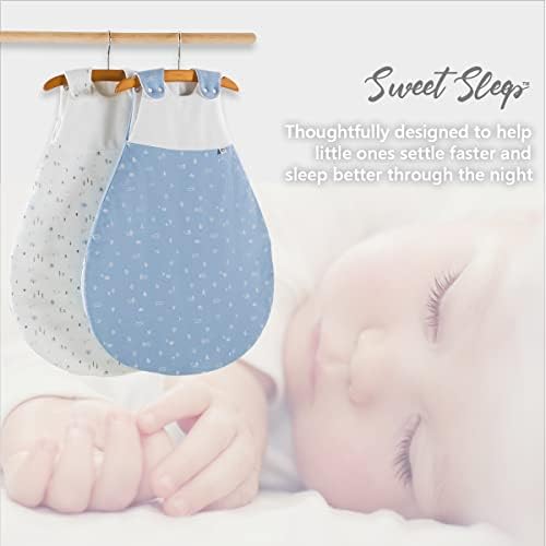 Baby Sleeping Bag 2.5 Tog - Soft Quilted Cotton Baby Sleeping Bags - 3 Sizes - Winter Baby Sleeping Bag 2.5 Tog 0-6 Months, 6-18 Months - Newborn Sleeping Bag - Blue 70cm - SweetSleep by Trekki®