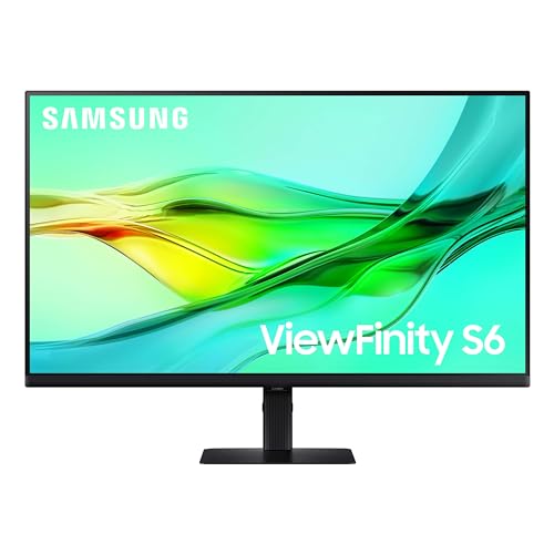 SAMSUNG 32″ ViewFinity S6 (S60UD) Series QHD High Resolution Computer Monitor, 100Hz, HDR10, USB-C, Built-In LAN Port, Daisy Chain Support, Easy Setup, Height Adjustable Stand, LS32D606UANXGO, 2024