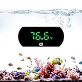 Digitales Aquarium Thermometer LED, Mini Aquarium Thermometer Kleben, Aquariumthermometer with Touch Screen für Süßwasser Meerwasser ℃/℉ Schalter Marine Temperatursensor Außen für Aquarium Fischbecken