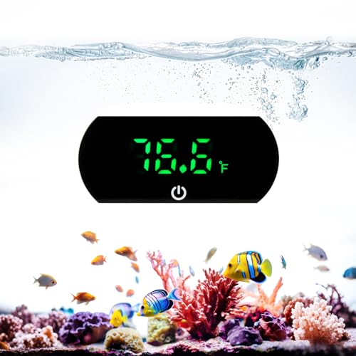Termómetro Acuario Digital LED, Mini Termómetro Externo 0.1°C Alta Precisión, Pantalla Verde Ultra Clara, Sin Cables, Ideal para Acuarios de Agua Dulce, Salada y Terrarios