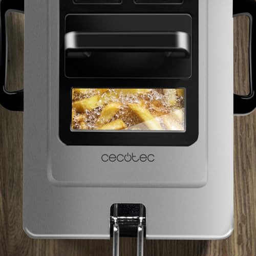 Cecotec Friteuse Électrique de 3L Cleanfry 3 L. 2000W, Acier inoxydable, Filtre OilCleaner, Corps, Cuve, Couvercle et Panier en Acier Inoxydable, Couvercle avec Fenêtre et Filtre Anti-odeurs – Image 3
