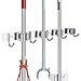 Produktbild Gerätehalter Wandhalterung Edelstahl, Besenhalterung Wand Selbstklebend Ohne Bohren von Zuhause, Küche, Badezimmer, Garage, Garten (Inkl. Schrauben und Klebestreifen), 4 Halter und 5 Haken, Grau