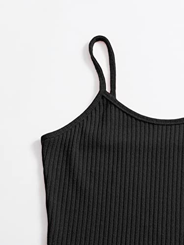 Soly Hux Womens Pajama Sets 3 Piece Lounge Set Ribbed Knit Cami Top And Shorts Soft Sleepwear With Robe Cardigan Solid Black S #TOP2