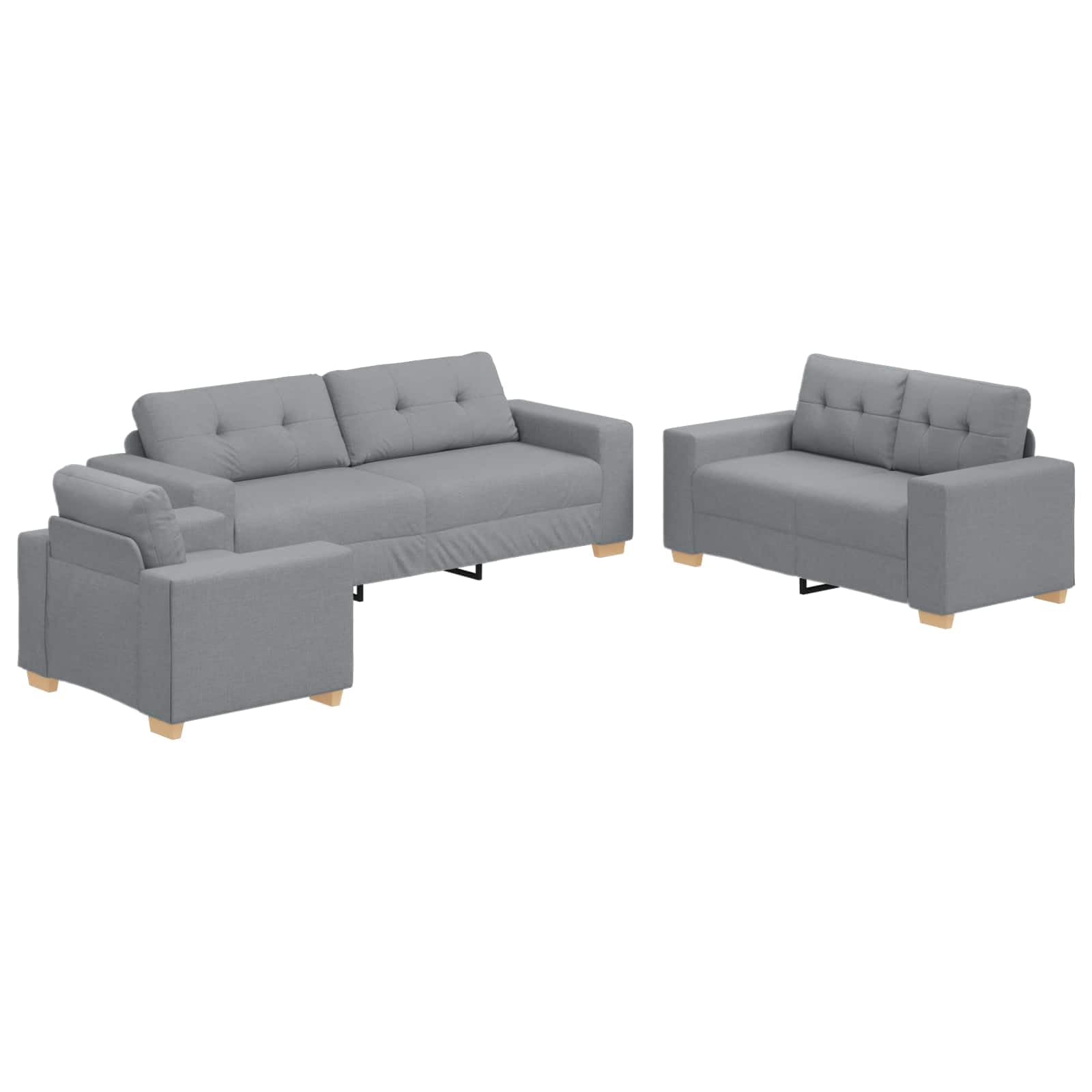 vidaXL Canapé 3 pcs Gris Clair 221 x 80 x 80 cm Tissu en Lin mélangé, Canapé en Lin Élégant, Mobilier Moderne pour Salon, Assise Stylée, Agencement Polyvalent