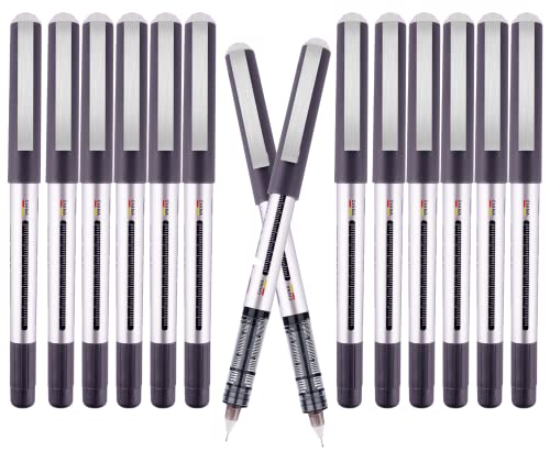 Eyeye 0.5Mm Extra Fine Tip Pens Rollerball Black Pens Fine Point, Liquid Ink Roller Ball Pens Black Ink Rollering Ball Point Pens, Black Free Ink Roller Pen, Ink 12 Pack Office Pens #TOP18