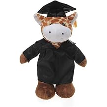 Plushland Giraffe Plush Stuffed Animal Toys Present Gifts for Graduation Day, Personalized Text, Name or Your School Logo on Gown, Best for Any Grad School Kids 8 Inches Black