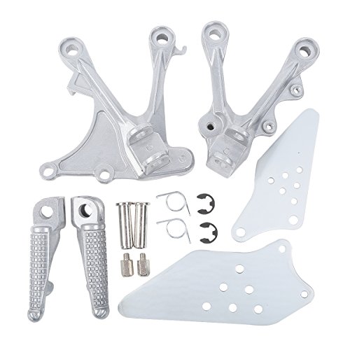 Tengchang Moto Poggiapiedi Anteriore Adatto per Kawasaki Ninja ZX636 2005-2006 ZX-6R 2005-2008 (Cromato)