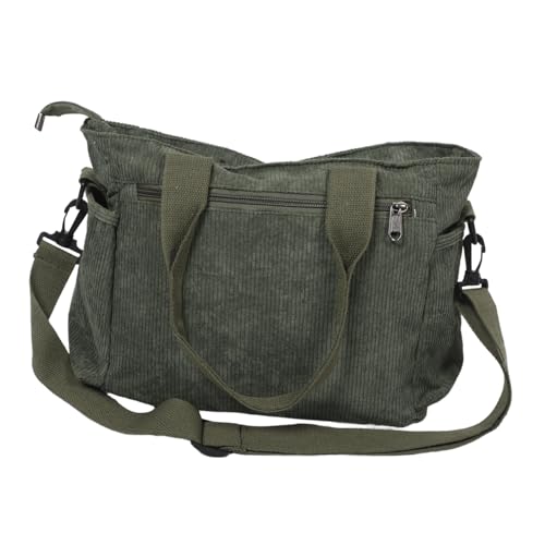Cabas Vert en Velours Côtelé Sac Fourre-tout Femme Finitions Soignées Beaupretty