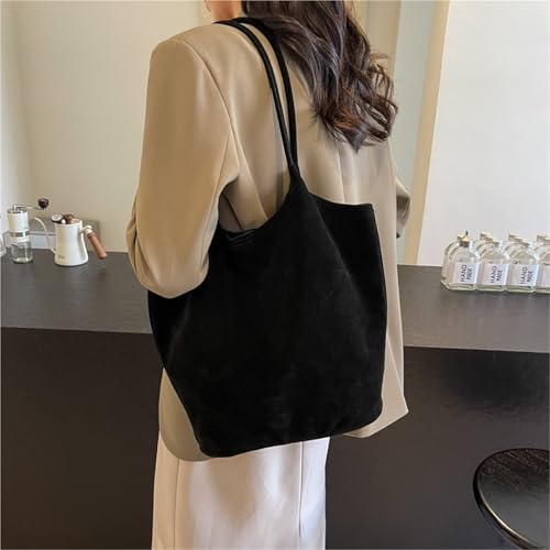 Large Capacity Hasp Shoulder Bags Suede Sewing Thread 2024 Commuting Casual Versatile Women's Handbags4