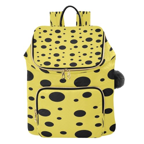 Sac à dos voyage femme léger à pois jaune et noir pour les escapades
