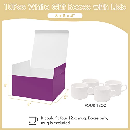 Mesha Violet Gift Box 8X8X4, Sturdy Gift Boxes With Lids, Bridesmaid Proposal Boxes 10Pcs, Gift Boxes For Presents, Birthday, Christmas, Bridal, Wedding, Graduation, Party Favor, Cupcake, Crafting #TOP5