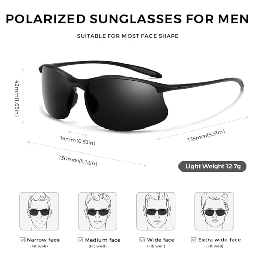 Ultra-Light Polarized Sports Sunglasses–TR90 Semi-Rimless UV400 Shades for Men, Running & Driving4