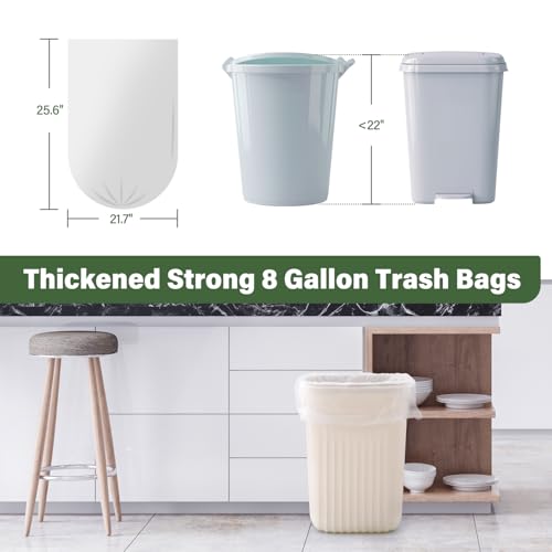 Jaoul 8 Gallon Trash Bags, 0.97 Mil Extra Strong 8 Gallon Trash Bags for 30 Liter Trash Can for Home Office Car Kitchen, Black,200 Counts