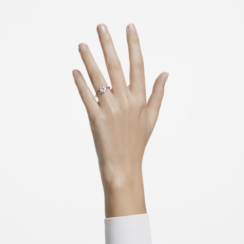 Image of Swarovski Stilla Collection Cocktail ring, Round cut, White, Silver finish