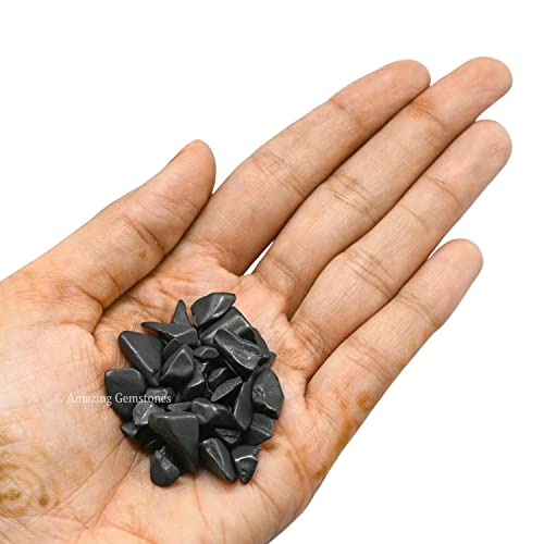 Image of Shungite Crystal Chips Aquarium Gravel Rocks - Bulk Fish Tank Gravel, Small Tumbled Stone and Tiny Crystals for Decoration (Natural AAA Grade Gemstones)