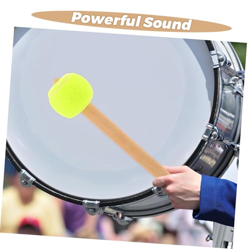 Baqueta Toddmomy para batería con mango ergonómico de madera y cabeza de pelota de tenis, color beige, 27 cm miniatura 3