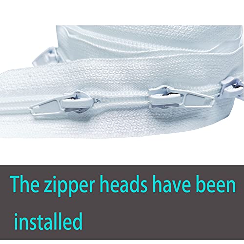 Bulk 5 Yards Long Zipper Roll For Sewing Coil Zippers By The Yard Bulk Continuous Zipper Roll For Sewing - Upholstery Zipper Chain With 15 Installed Sliders And Pull White Zipper. #TOP2