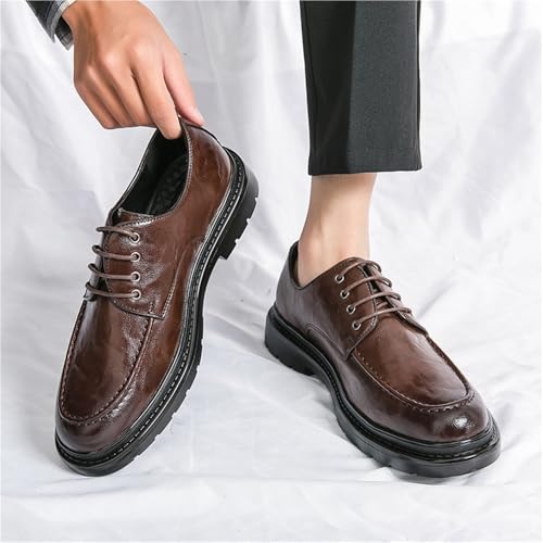 Mens Genuine Leather Oxford Dress Shoes Lace Up Business Formal Derby Shoes2