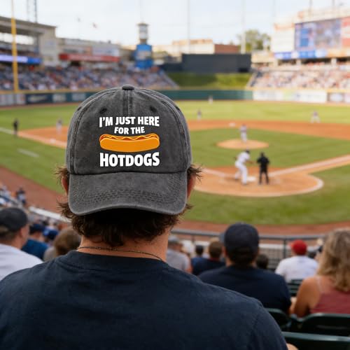 Image of I'm JUST HERE for The Hotdogs Hats for Men Baseball Caps Trendy Washed Workout Hats Light Weight