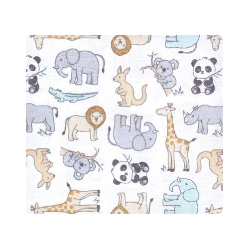 Image of Little Treasure Hudson Baby Cotton Poly Flannel Receiving Blankets Multipack, Blue Kangaroo, 30x30 inches