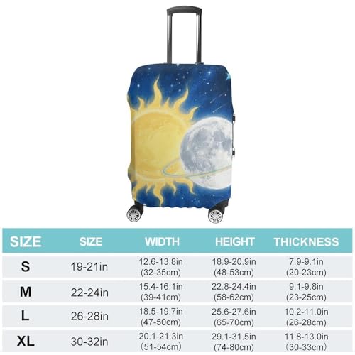 Moon Sun Elastic Luggage Cover Suitcase Protector for 19-32 Inch Suitcases | Universal Stretchable Travel Bag Cover | Anti-Scratch, Washable with Zipper Closure L2