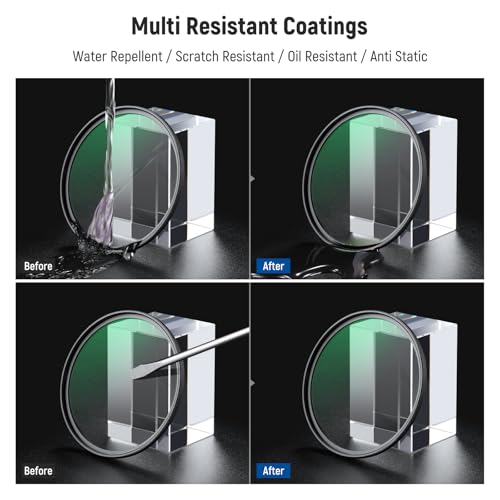 NEEWER 55mm UV MC Filtro Protección con Tapa Lente, Nanorrecubrimientos Resistentes/Vidrio Optico HD/Repelente al Agua/Resistente a Arañazos/Marco Ultradelgado Aaleación Aluminio/Filtro Ultravioleta - imagen 6