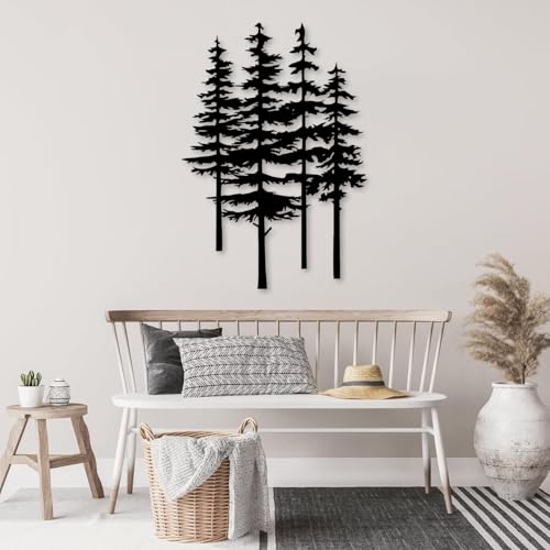 Metal Pine Tree Wall Decor, Forest Wall Art, Tree Metal